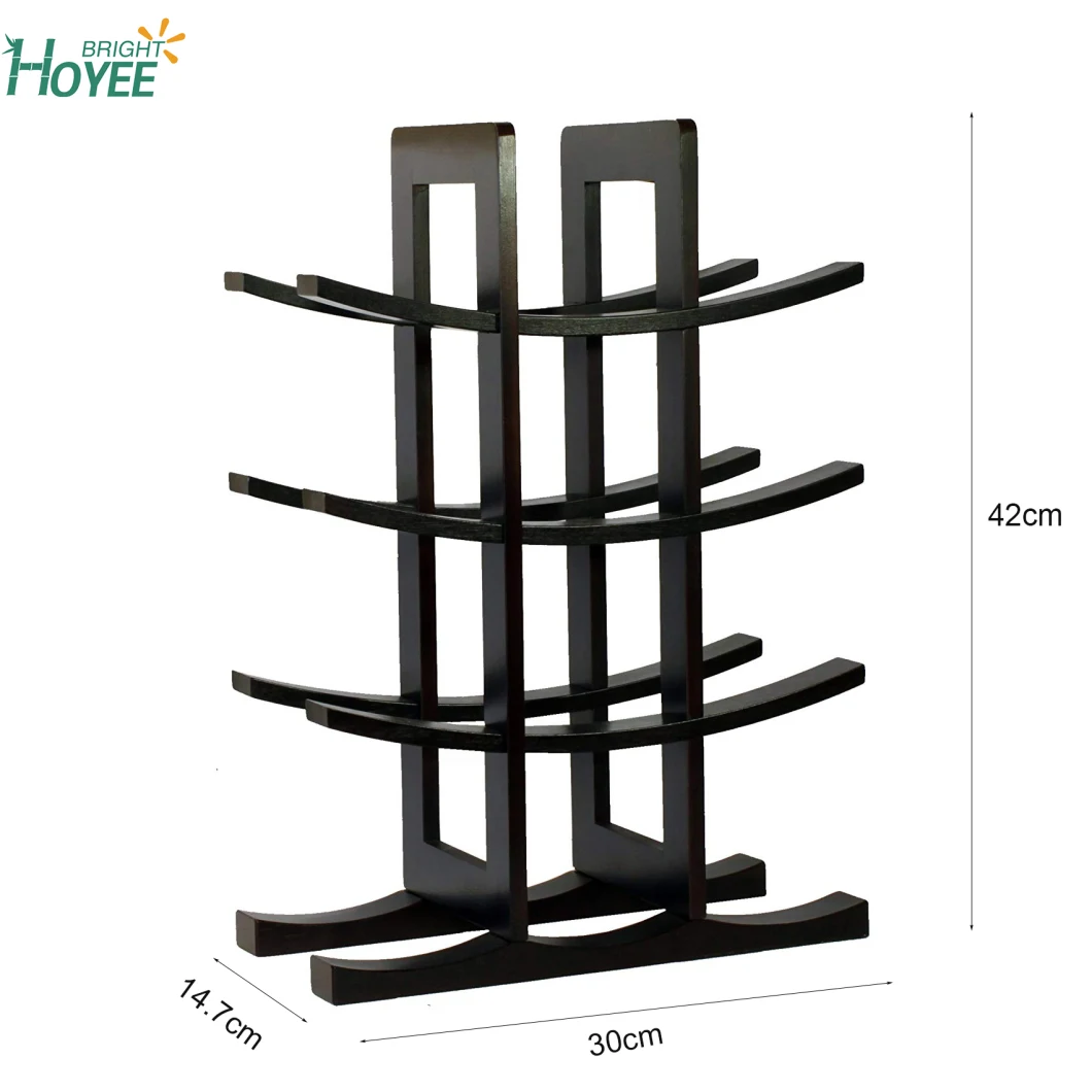 Eco Friendly Bamboo Wine Rack Black Holding 12 Bottles Wine Storage Holder Rack