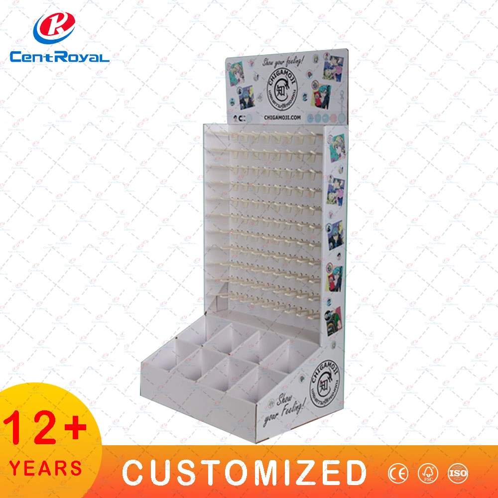 Customized Commercial Countertop Corrugated Cardboard Stationery Pen Cosmetic Display Makeup Shelf