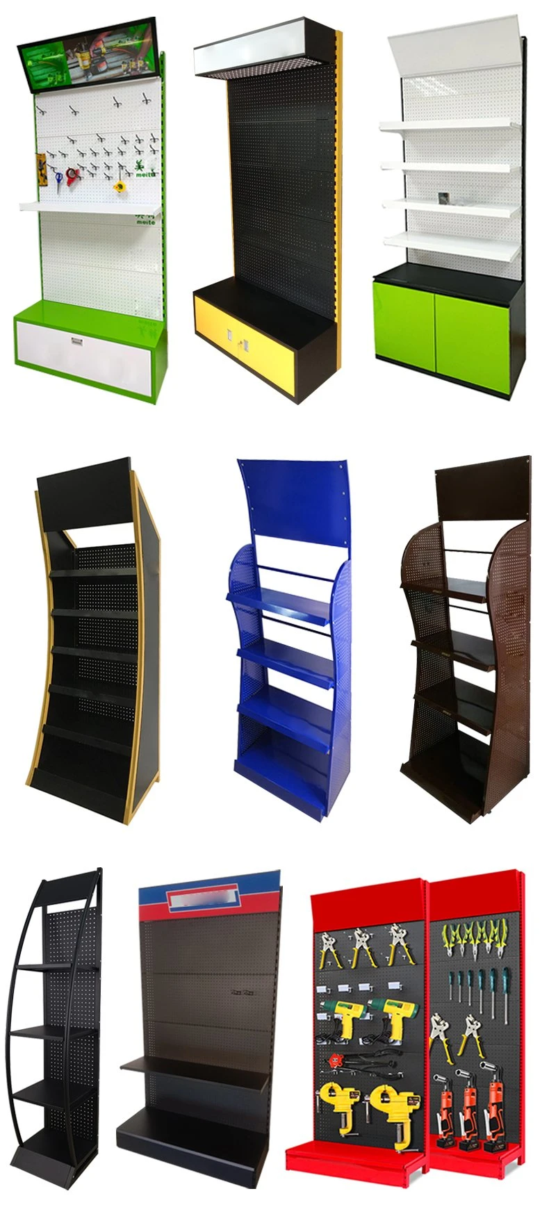 Customized Fashion Style Cosmetic Retail Hardware Display Racks and Cigarette Adjustable Metal Shelving for Shop