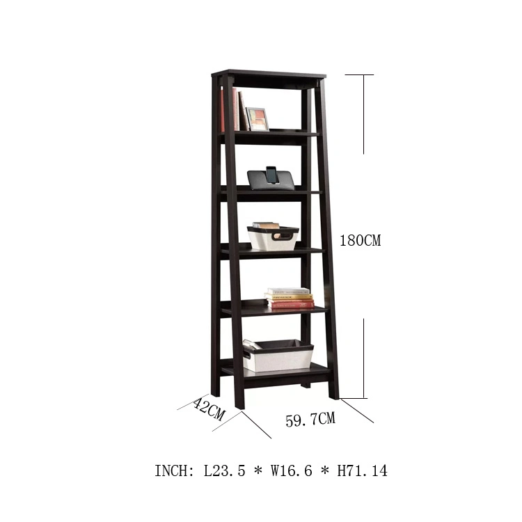 Home Office Furniture Modern Wood Ladder Bookcase Shelf Storage