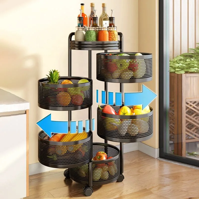 Rotating Shelf Multi-Function 3/4/5 Layers Round Vegetable Fruit Home Organizer Removable Kitchen Storage Rack