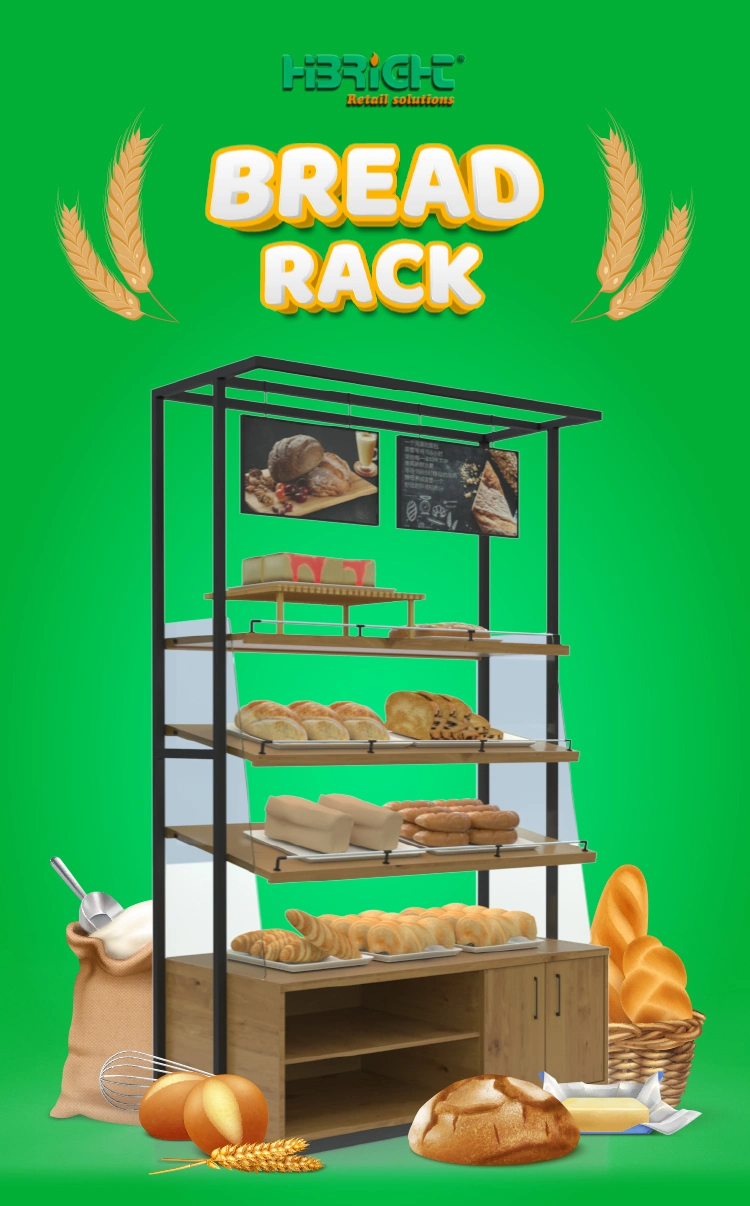 Supermarket Wooden Customized Bakery Rack Shelf