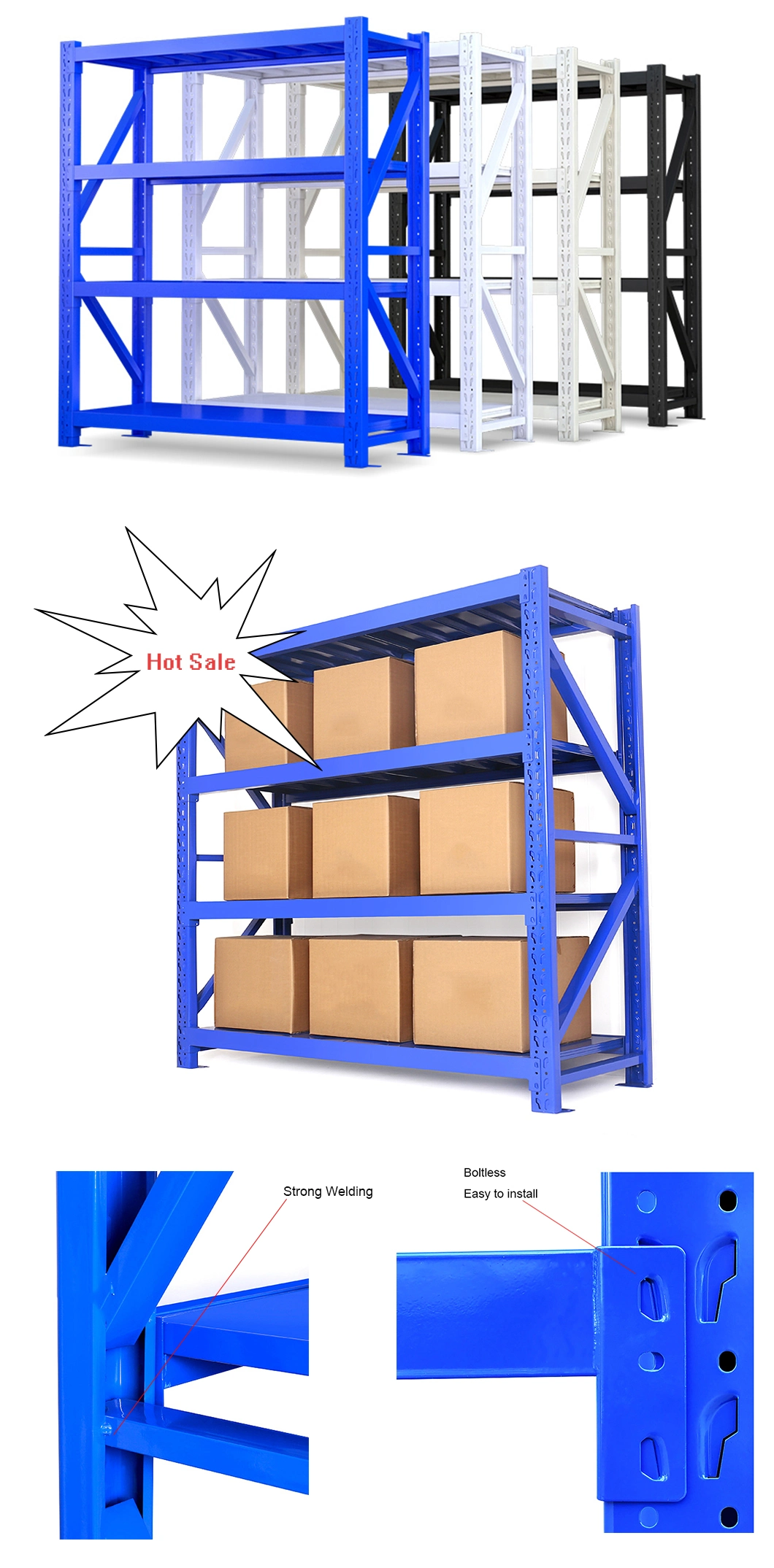 Metal Storage Steel Warehouse Rack Angle Shelf for / Supermarket