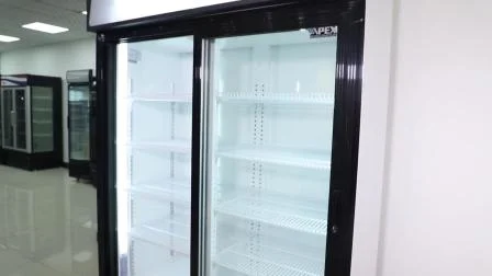 Heißer Verkaufs-Supermarkt-Doppelschiebetür-aufrechte Anzeige-Kühlausrüstung
