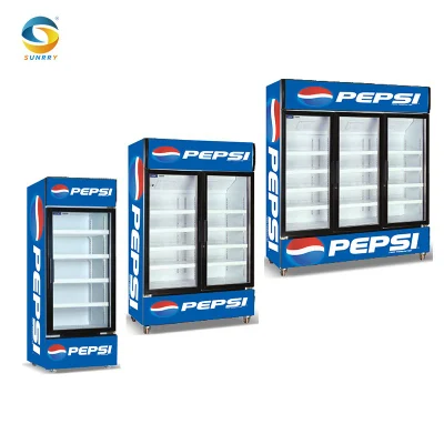 Pepsi-Getränkekühlschrank, Supermarkt-Display-Gefrierschrank, vertikale gewerbliche Getränke-Gefrierschrank-Kühlausrüstung